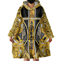 Aotearoa Ngati Whatua Wearable Blanket Hoodie Maori Tribal Gold Paua Shell Pattern DT05 - Polynesian Pride