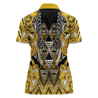 Aotearoa Ngati Whatua Women Polo Shirt Maori Tribal Gold Paua Shell Pattern DT05 - Polynesian Pride