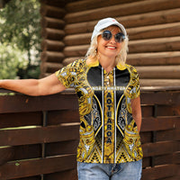 Aotearoa Ngati Whatua Women Polo Shirt Maori Tribal Gold Paua Shell Pattern DT05 - Polynesian Pride