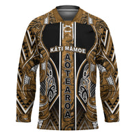 Aotearoa Kati Mamoe Hockey Jersey Maori Brown Tribal Paua Shell Pattern DT05 Unisex Brown - Polynesian Pride