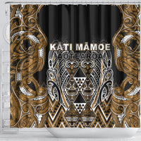 Aotearoa Kati Mamoe Shower Curtain Maori Brown Tribal Paua Shell Pattern DT05 - Polynesian Pride