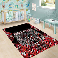Aotearoa Ngapuhi Area Rug Maori Red Tribal Paua Shell Pattern DT05 - Polynesian Pride