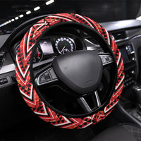 Aotearoa Ngapuhi Steering Wheel Cover Maori Red Tribal Paua Shell Pattern DT05 Universal Fit Red - Polynesian Pride