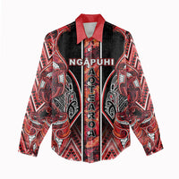 Aotearoa Ngapuhi Women Casual Shirt Maori Red Tribal Paua Shell Pattern DT05 - Polynesian Pride