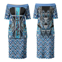 Aotearoa Ngati Porou Family Matching Puletasi and Hawaiian Shirt Maori Light Blue Tribal Paua Shell Pattern DT05 Mom's Dress Blue - Polynesian Pride