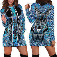 Aotearoa Ngati Porou Hoodie Dress Maori Light Blue Tribal Paua Shell Pattern DT05 - Polynesian Pride