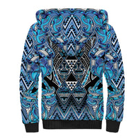 Aotearoa Ngati Porou Sherpa Hoodie Maori Light Blue Tribal Paua Shell Pattern DT05 - Polynesian Pride