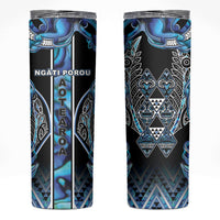 Aotearoa Ngati Porou Skinny Tumbler Maori Light Blue Tribal Paua Shell Pattern DT05 Blue - Polynesian Pride