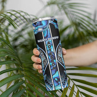 Aotearoa Ngati Porou Skinny Tumbler Maori Light Blue Tribal Paua Shell Pattern DT05 - Polynesian Pride