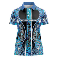 Aotearoa Ngati Porou Women Polo Shirt Maori Light Blue Tribal Paua Shell Pattern DT05 Female Blue - Polynesian Pride