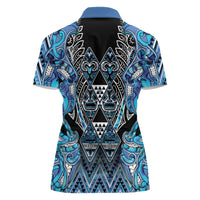 Aotearoa Ngati Porou Women Polo Shirt Maori Light Blue Tribal Paua Shell Pattern DT05 - Polynesian Pride