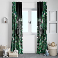 Aotearoa Ngai Tahu Window Curtain Maori Tribal Dark Green Paua Shell Pattern DT05 - Polynesian Pride