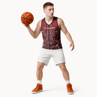 Aotearoa Te Arawa Basketball Jersey Maori Tribal Dark Red Paua Shell Pattern DT05 - Polynesian Pride