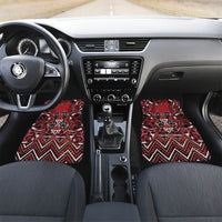 Aotearoa Te Arawa Car Mats Maori Tribal Dark Red Paua Shell Pattern DT05 Set 2pcs - Front Red - Polynesian Pride