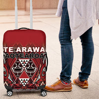 Aotearoa Te Arawa Luggage Cover Maori Tribal Dark Red Paua Shell Pattern DT05 Red - Polynesian Pride