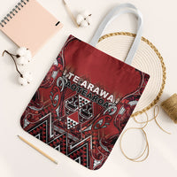 Aotearoa Te Arawa Tote Bag Maori Tribal Dark Red Paua Shell Pattern DT05 White Strap One Size Red - Polynesian Pride