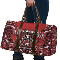 Aotearoa Te Arawa Travel Bag Maori Tribal Dark Red Paua Shell Pattern DT05 - Polynesian Pride