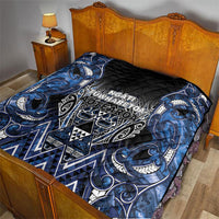 Aotearoa Tuwharetoa Quilt Maori Tribal Navy Paua Shell Pattern DT05 - Polynesian Pride