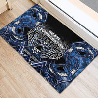 Aotearoa Tuwharetoa Rubber Doormat Maori Tribal Navy Paua Shell Pattern DT05 - Polynesian Pride