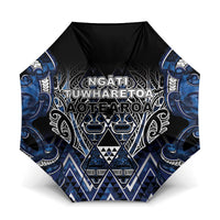 Aotearoa Tuwharetoa Umbrella Maori Tribal Navy Paua Shell Pattern DT05 One Size Folded 11.42 inch Opened Diameter 37.4 inch Navy - Polynesian Pride