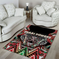 Aotearoa Ngai Tuhoe Area Rug Maori Tribal Red And Green Paua Shell Pattern DT05 - Polynesian Pride