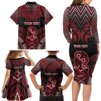 Personalised New Zealand Waitangi Day Family Matching Long Sleeve Bodycon Dress and Hawaiian Shirt Te Tiriti O Waitangi 1840 DT05 - Polynesian Pride
