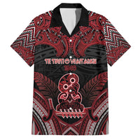 Personalised New Zealand Waitangi Day Family Matching Off Shoulder Maxi Dress and Hawaiian Shirt Te Tiriti O Waitangi 1840 DT05 Dad's Shirt - Short Sleeve Black - Polynesian Pride