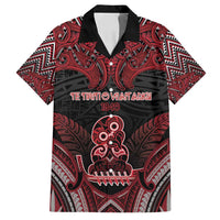 Personalised New Zealand Waitangi Day Family Matching Puletasi and Hawaiian Shirt Te Tiriti O Waitangi 1840 DT05 Dad's Shirt - Short Sleeve Black - Polynesian Pride