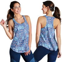 Federated States of Micronesia Merry Christmas Women Racerback Tank Pacific Patchwork Xmas Vibes - Polynesian Pride