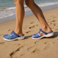 Fiji Day Clogs Shoes Coral Reef with Tapa Motifs and Hibiscus Ocean Vibe LT03 - Polynesian Pride