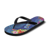 Fiji Day Flip Flops Coral Reef with Tapa Motifs and Hibiscus Ocean Vibe LT03 - Polynesian Pride