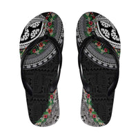 Fiji Hibiscus Flip Flops Tapa Masi Motifs with Tropical Plants