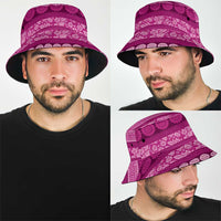 Fiji Marau na Kerisimasi Bucket Hat Pink Tapa Masi Inspired Christmas - Polynesian Pride