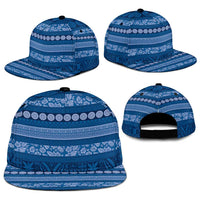 Fiji Marau na Kerisimasi Snapback Cap Blue Tapa Masi Inspired Christmas - Polynesian Pride