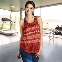 Fiji Marau na Kerisimasi Women Racerback Tank Red Tapa Masi Inspired Christmas - Polynesian Pride