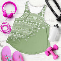 Fiji Marau na Kerisimasi Women Racerback Tank Sage Green Tagimoucia Tapa Masi Tribal LT9 Green - Polynesian Pride