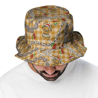 Gold Palaka Hawaii Mele Kalikimaka Bucket Hat Ohia Lehua Shell Leis Funny Gingerbread Santa - Polynesian Pride
