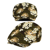 Gold Tropical Hawaii Jeff Hat Seamless Monstera Plumeria Hawaiian Pattern - Polynesian Pride