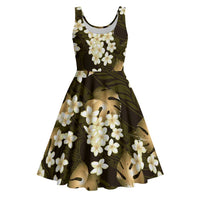 Gold Tropical Hawaii Midi Dress Seamless Monstera Plumeria Hawaiian Pattern LT14 Gold - Polynesian Pride