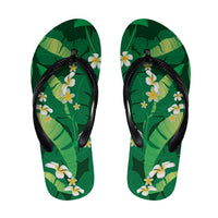 Green Banana Leaf Hawaii Flip Flops Lau Maia Plumeria Tropical Summer Vibes LT14 Green - Polynesian Pride