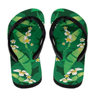 Green Banana Leaf Hawaii Flip Flops Lau Maia Plumeria Tropical Summer Vibes LT14 - Polynesian Pride