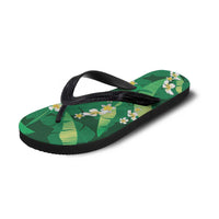 Green Banana Leaf Hawaii Flip Flops Lau Maia Plumeria Tropical Summer Vibes LT14 - Polynesian Pride