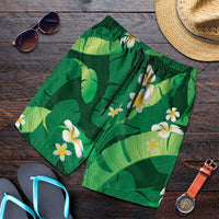 Green Banana Leaf Hawaii Shorts for Men Lau Maia Plumeria Tropical Summer Vibes LT14 Green - Polynesian Pride