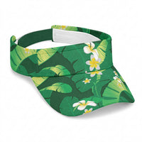 Green Banana Leaf Hawaii Sun Visor Cap Lau Maia Plumeria Tropical Summer Vibes LT14 Universal Fit Green - Polynesian Pride