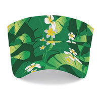 Green Banana Leaf Hawaii Sun Visor Cap Lau Maia Plumeria Tropical Summer Vibes LT14 - Polynesian Pride