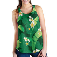 Green Banana Leaf Hawaii Women Racerback Tank Lau Maia Plumeria Tropical Summer Vibes LT14 - Polynesian Pride