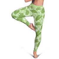 Green Hawaii Kalo Palaka Motifs Leggings Hawaiian Taro Leaves Elegant Vibes
