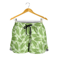 Green Hawaii Kalo Palaka Motifs Shorts for Women Hawaiian Taro Leaves Elegant Vibes