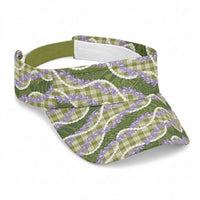Green Hawaii Palaka Honohono Pikake Sun Visor Cap Hawaiian Orchid Lei Polynesian Pattern LT14 Universal Fit Green - Polynesian Pride