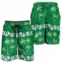 Green Hawaii Palm Tree Hibiscus Shorts for Men Fantasy Summer Vibe LT01 - Polynesian Pride